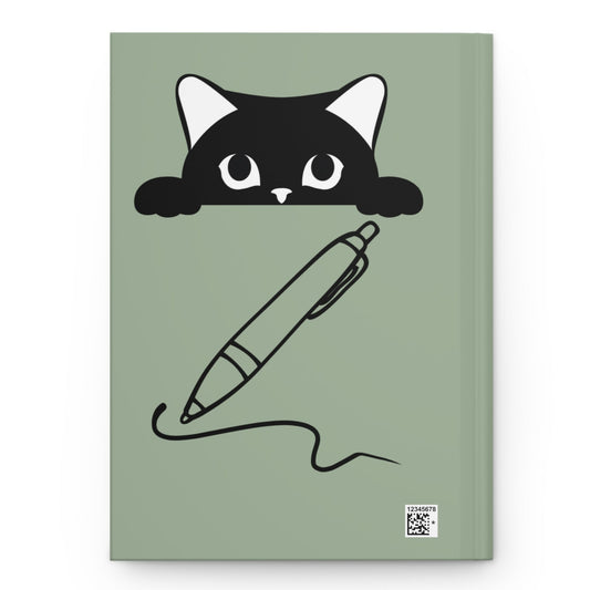 #1- Funny, Sarcastic Cat Design Hardcover (Sage Green) Journal For Cat Lovers