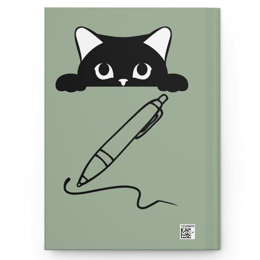 #2 - Funny, Sarcastic Cat Design (Sage Green) Hardcover Journal For Cat Lovers