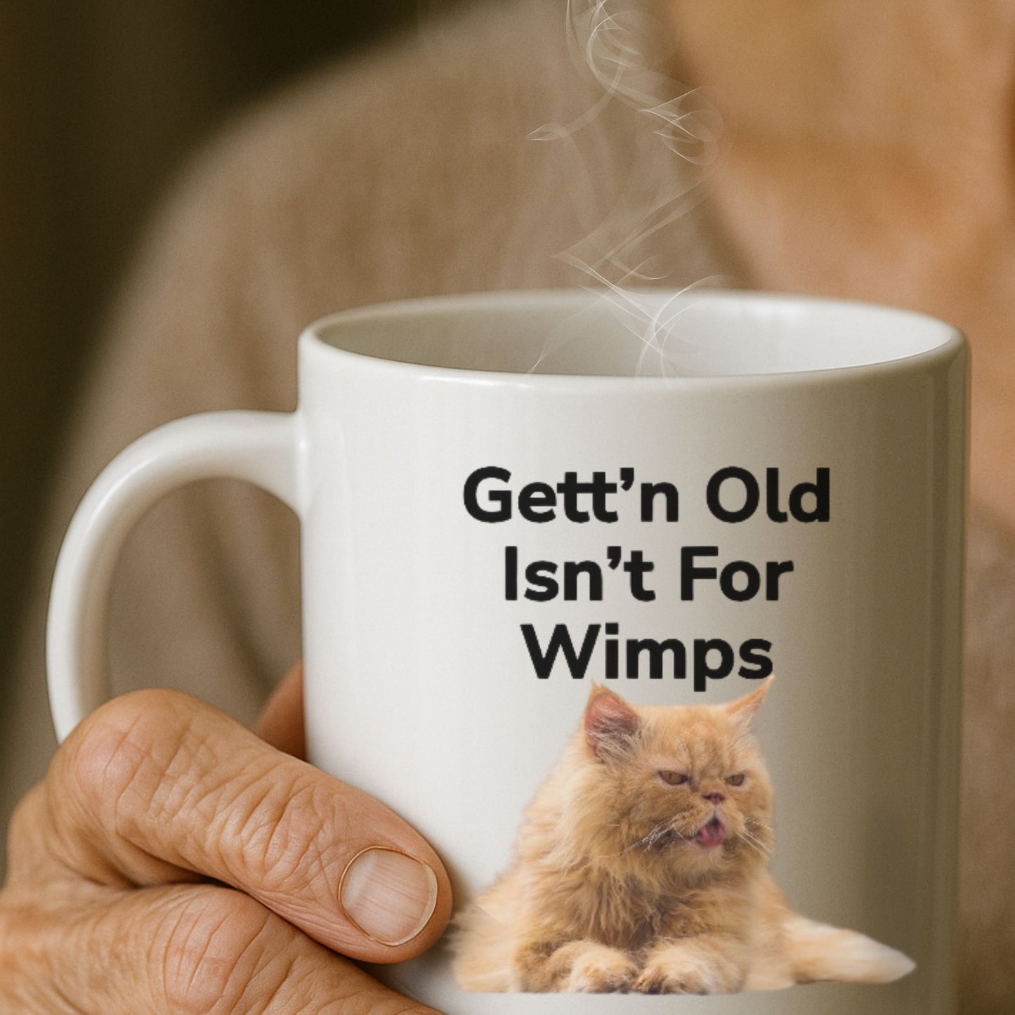 Funny, Sarcastic 11oz, Ceramic Mug For Seniors And Cat Lovers
