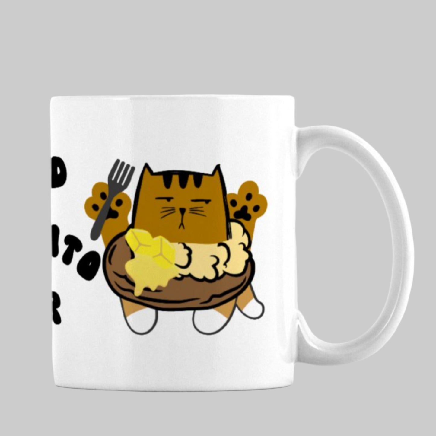 Funny, 11oz Ceramic Mug For Cat And Baked Potato Lovers
