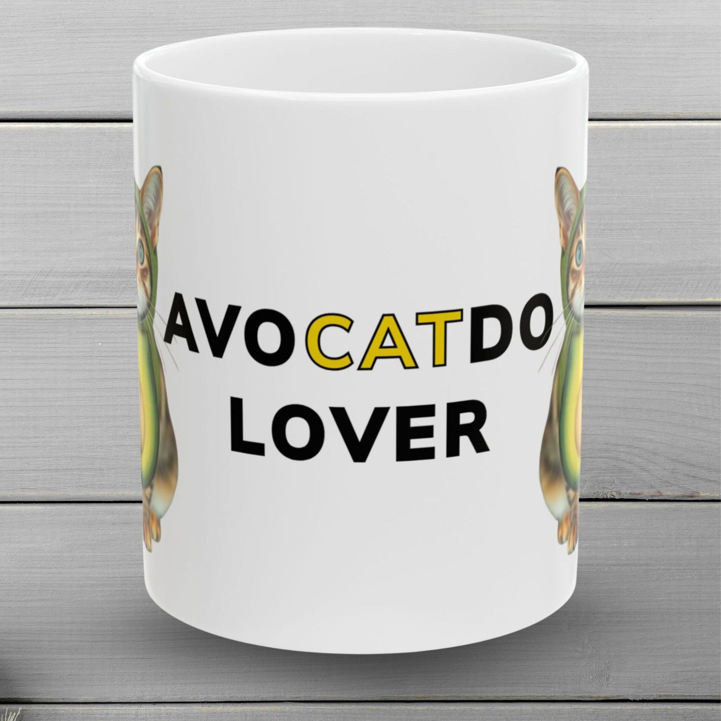 Funny, 11oz, Ceramic Mug For Cat And Avocado Lovers
