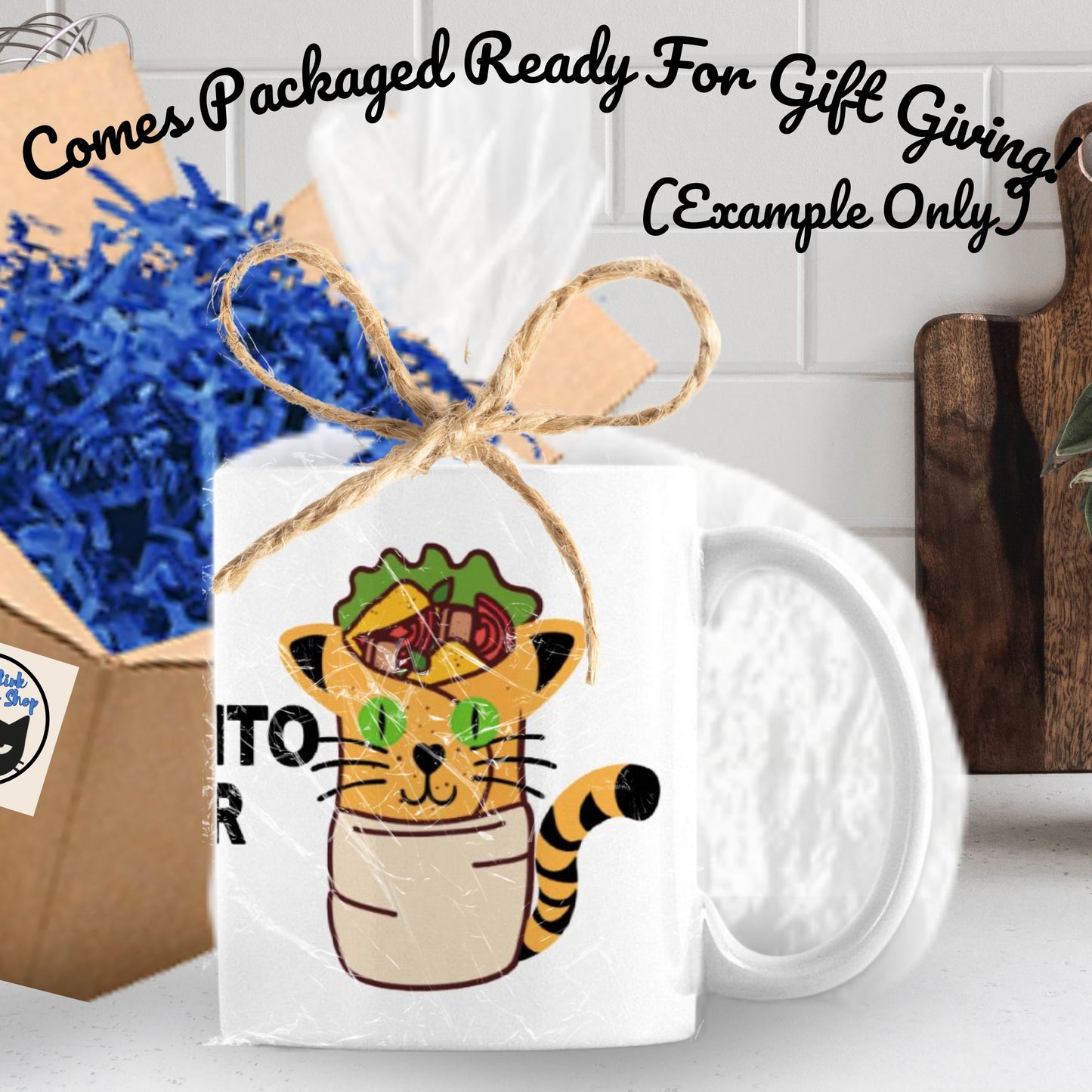 Funny 11oz, Ceramic Mug For Cat and Burrito Lovers