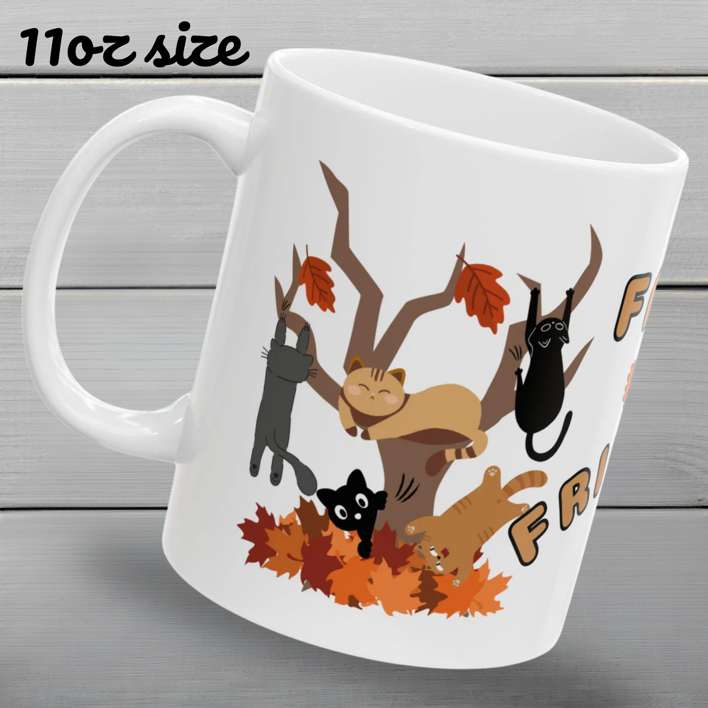 Fall Friends, 11oz And 15oz, Ceramic Mug For Cat Lovers And Fall Decor Gifts