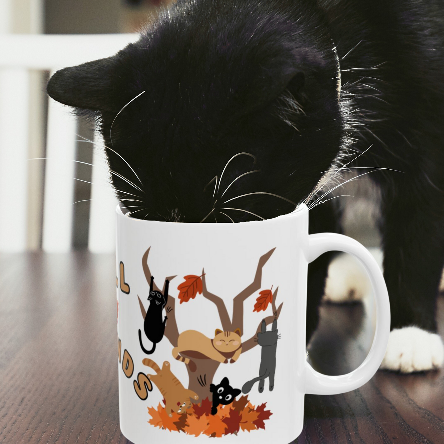 Fall Friends, 11oz And 15oz, Ceramic Mug For Cat Lovers And Fall Decor Gifts