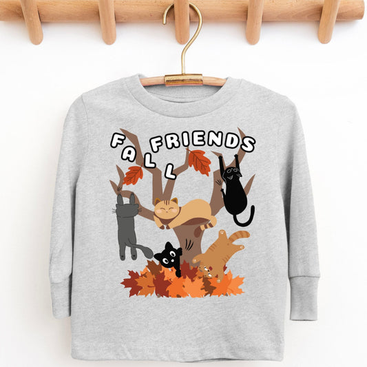 Fall Friends-Funny Toddler Long-Sleeve T-shirt For Cat Lovers And Friends