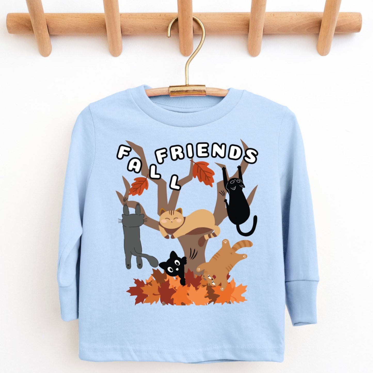 Fall Friends-Funny Toddler Long-Sleeve T-shirt For Cat Lovers And Friends