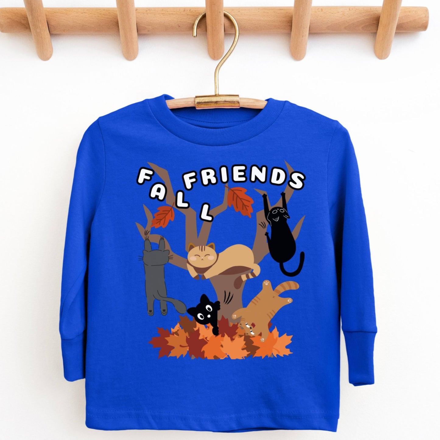 Fall Friends-Funny Toddler Long-Sleeve T-shirt For Cat Lovers And Friends