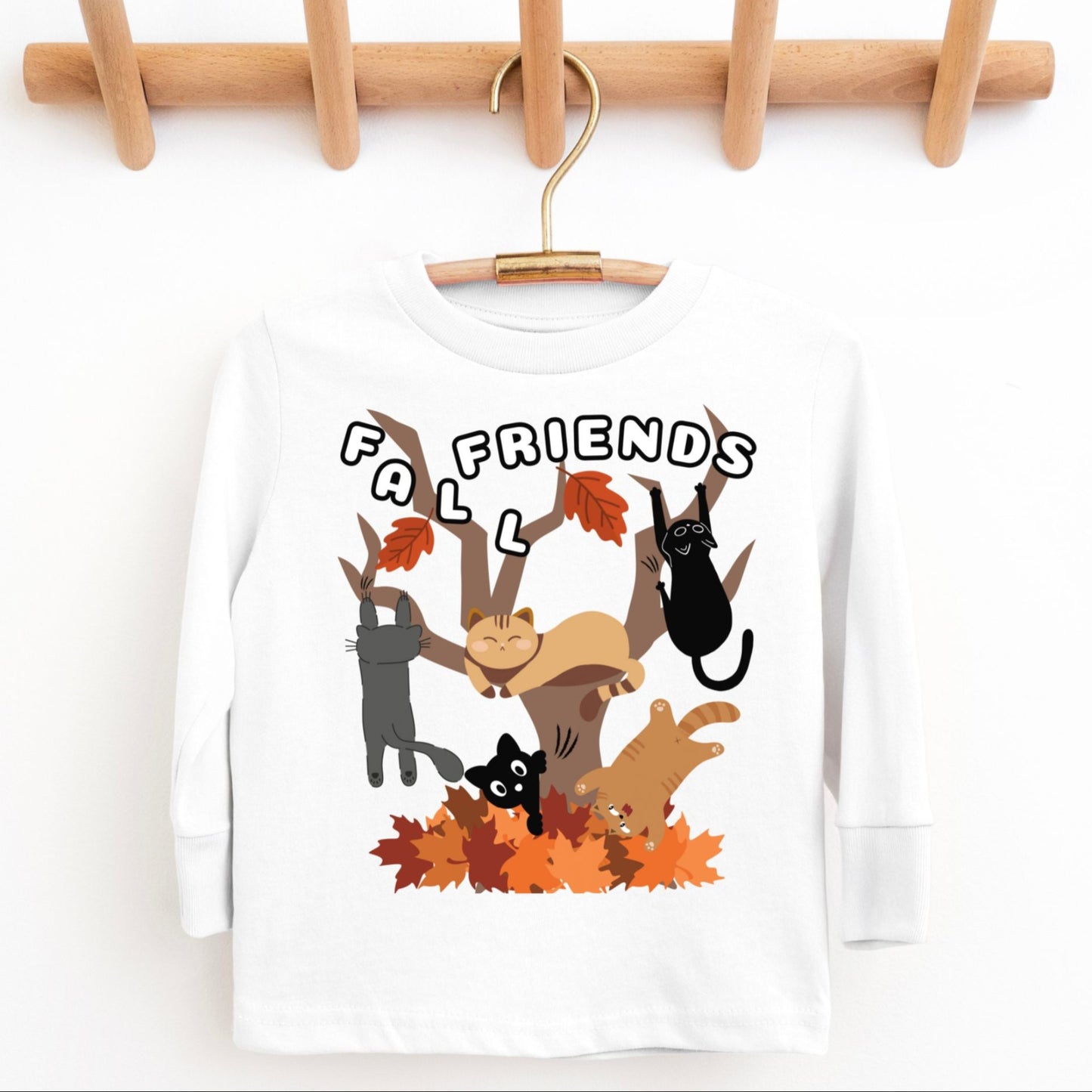 Fall Friends-Funny Toddler Long-Sleeve T-shirt For Cat Lovers And Friends